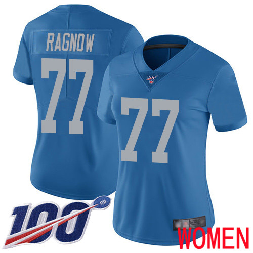 Detroit Lions Limited Blue Women Frank Ragnow Alternate Jersey NFL Football #77 100th Season Vapor Untouchable->women nfl jersey->Women Jersey